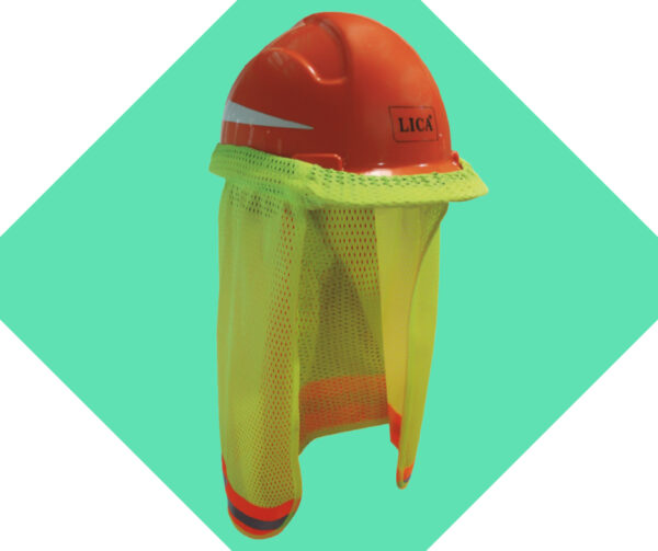 Nuquera / Cubrenuca para casco, de malla alta visibilidad, con reflejante y protección UV